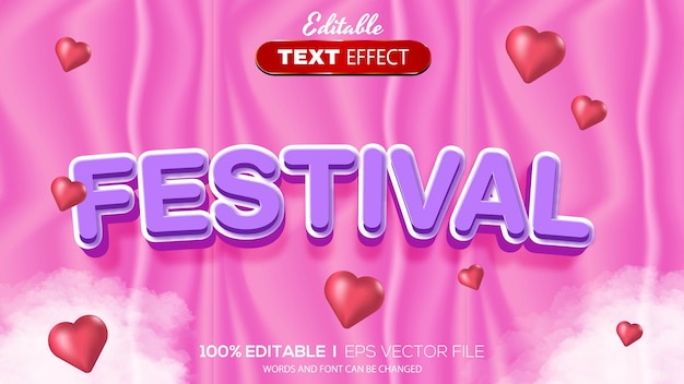 Thème Du Festival D'effets De Texte Modifiables En 3d