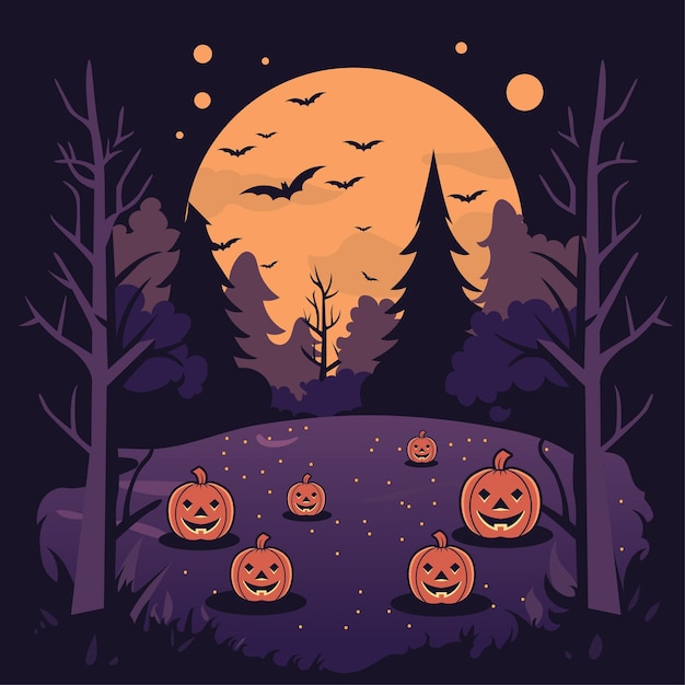 Thème De Fond D'halloween Pour La Bannière D'halloween De Publication Sur Les Réseaux Sociaux Avec Un Style De Dessin Animé Mignon