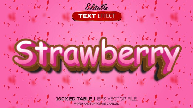 Thème Fraise à Effet De Texte Modifiable En 3d