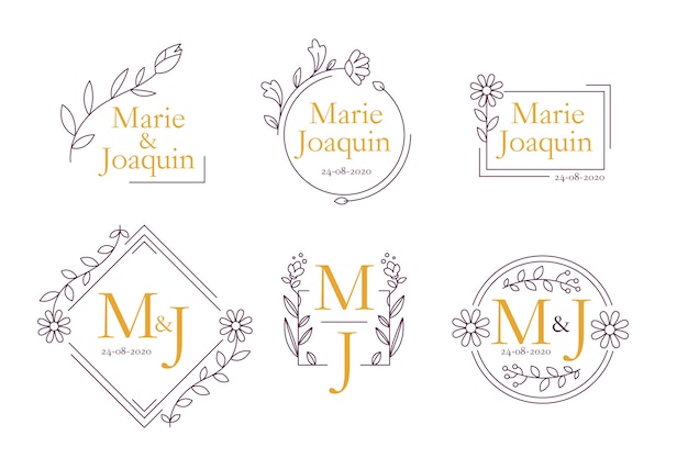 Vecteur thème de monogrammes de mariage floral