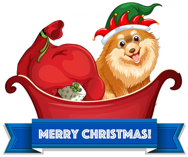 Thème de Noël avec des chiens et des cadeaux en traîneau