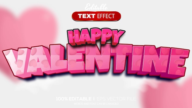 Vecteur thème de la saint-valentin rose effet texte 3d