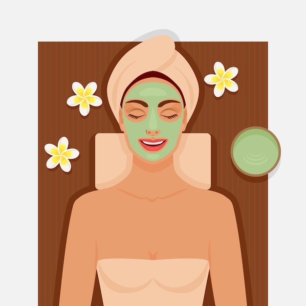 Thérapie Au Spa Fille Avec Un Masque Facial Vert