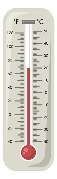 Vecteur thermomètre avec indicateur de température rouge. symbole de temps chaud isolé sur fond blanc