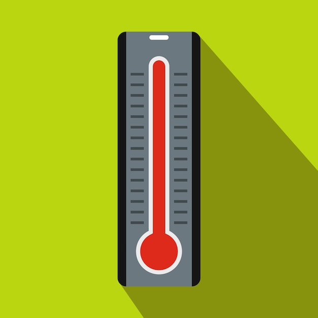 Le thermomètre indique une icône de température extrêmement élevée dans un style plat sur fond vert