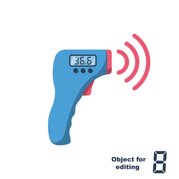 Thermomètre infrarouge numérique sans contact Lumière infrarouge pour la détection des maladies par la température corporelle Design plat vectoriel Fond blanc isolé Prévention de la maladie à coronavirus 2019nCoV