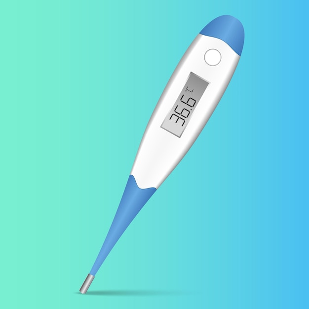 ThermomètreThermomètre réaliste sur fond bleu-vertVous pouvez l'utiliser comme élément de design