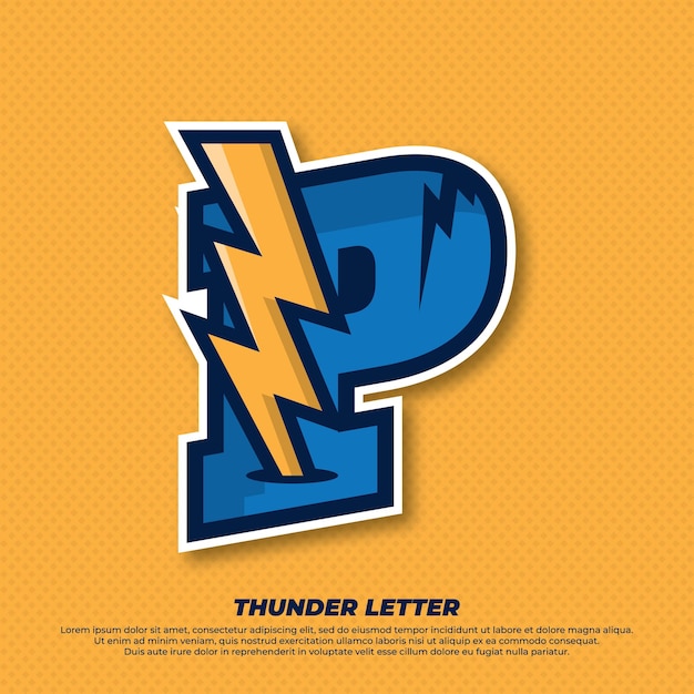 Thunder esport avec la lettre initiale P logo illustration tonnerre catcher éclairage logo esport