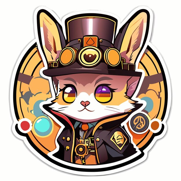 Vecteur tickers de lapin sur fond blanc dans un style steampunk