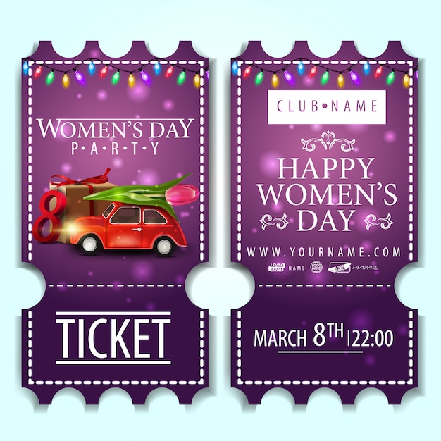 Ticket Violet à La Fête Des Femmes Avec Voiture Avec Tulip