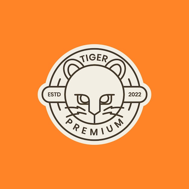 Tiger Cub Petit Animal Bête Forêt Cercle Insigne Géométrique Logo Design Vecteur Icône Illustration