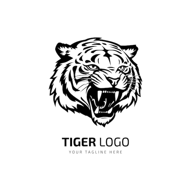 Tiger Silhouette d'une tête de tigre isolé sur fond blanc Vector