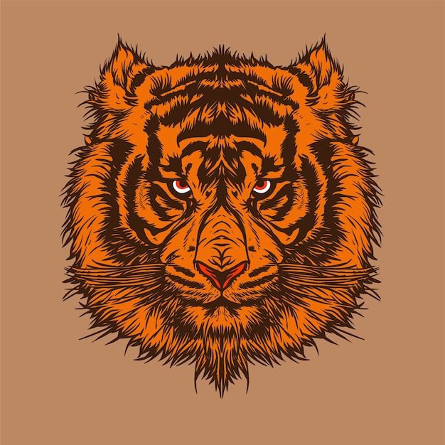 Tiger Visage Illustration Dessinée à La Main