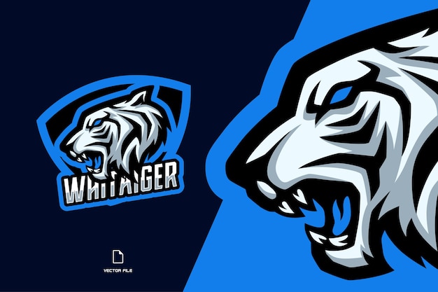 Tigre Blanc Avec Logo De Jeu Esport Mascotte Triangle Pour équipe Sportive