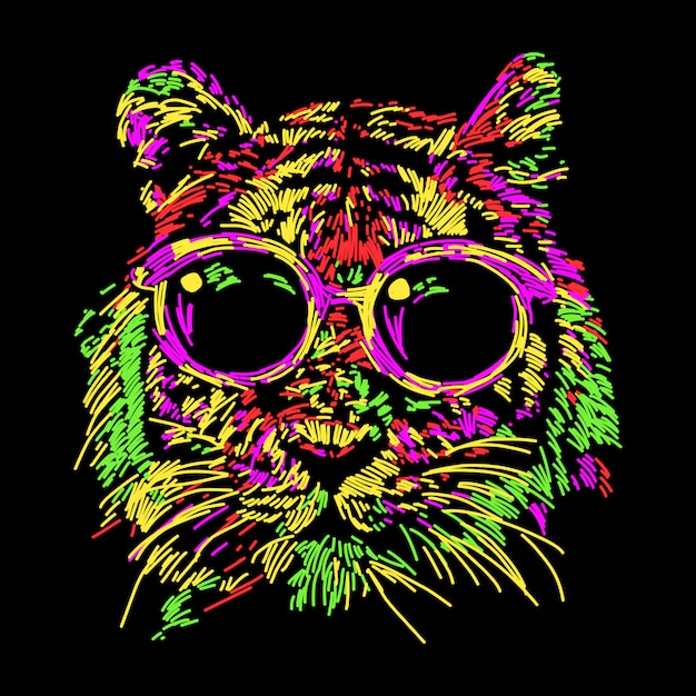 Tigre Coloré Abstrait Avec Des Lunettes