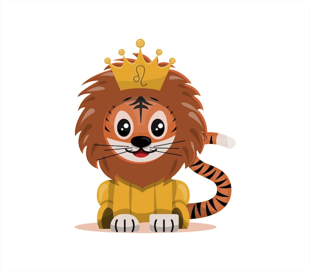 Tigre cub avec leo signe du zodiaque signe astrologique icône vector cartoon illustration horoscope et est...