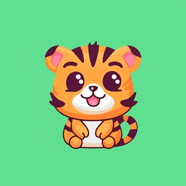 Tigre De Dessin Animé Sur Fond Vert