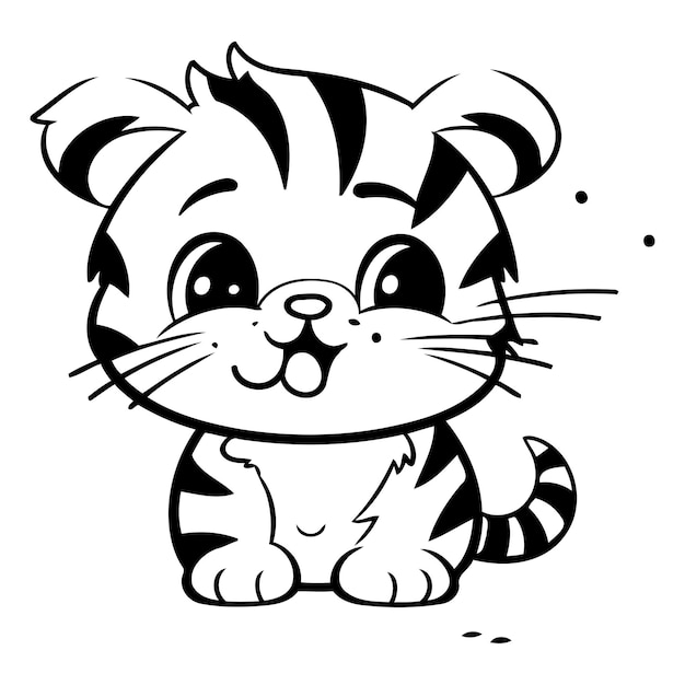 Vecteur tigre de dessin animé mignon illustration vectorielle isolée sur un fond blanc