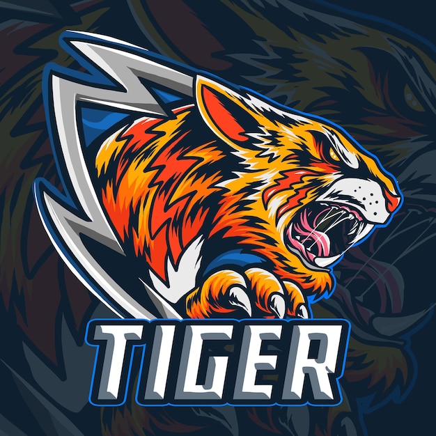 le tigre du Bengale comme logo ou mascotte d'esport.