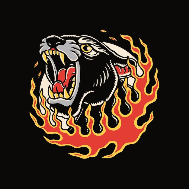 Tigre Avec Illustration De Feu