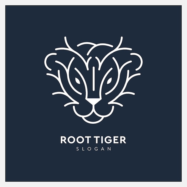 Vecteur tigre logo racine dessin au trait créatif