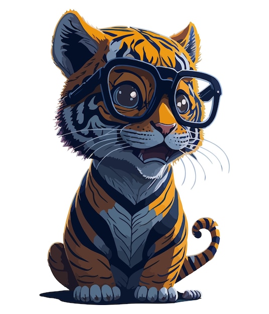 Vecteur un tigre avec des lunettes dessus