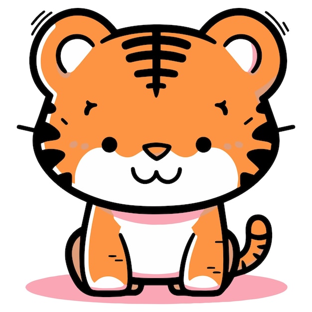 Tigre mignon dessiné à la main dans un style doodle