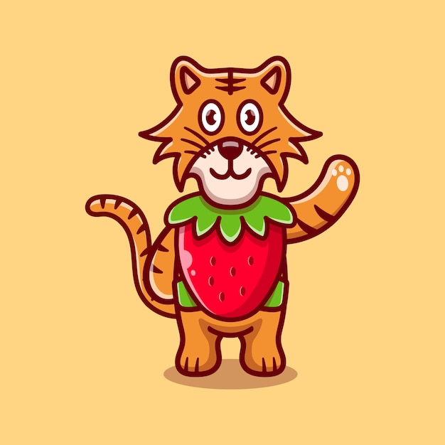 tigre mignon porter costume fraise