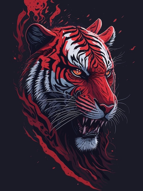 Un tigre avec des yeux orange et un fond noir