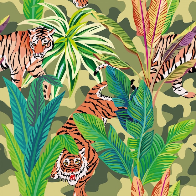 Vecteur tigres tropicaux