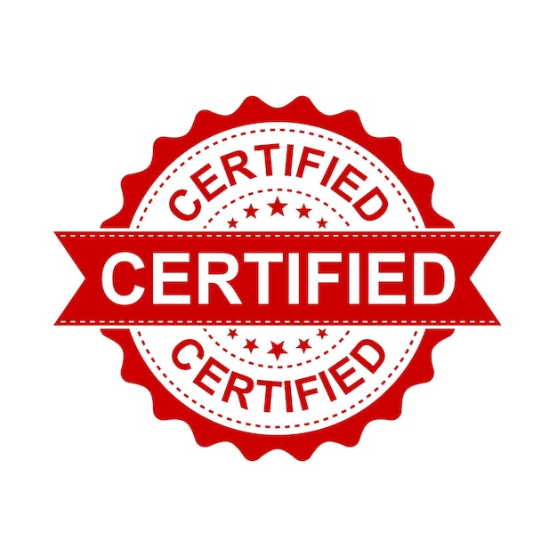 Vecteur timbre en caoutchouc certifié grunge illustration vectorielle sur fond blanc pictogramme de timbre certifié business concept