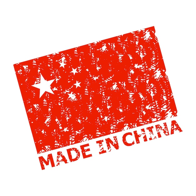 Timbre En Caoutchouc Fabriqué En Chine Avec Drapeau Rouge