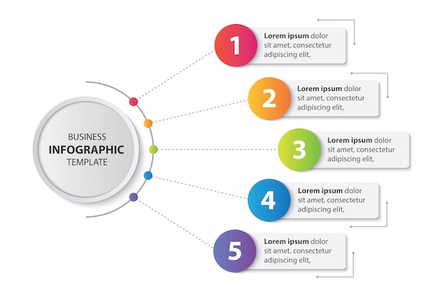 Vecteur timbre coloré infographique avec salon 5 marches