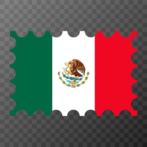 Vecteur timbre-poste avec drapeau mexique illustration vectorielle