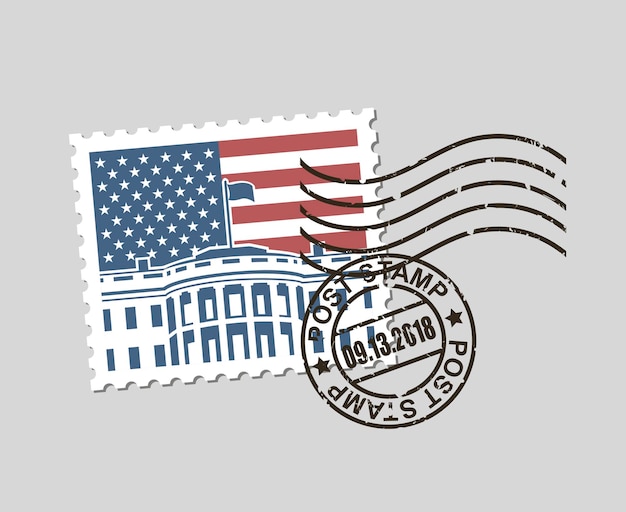 Vecteur timbre-poste avec symboles américains