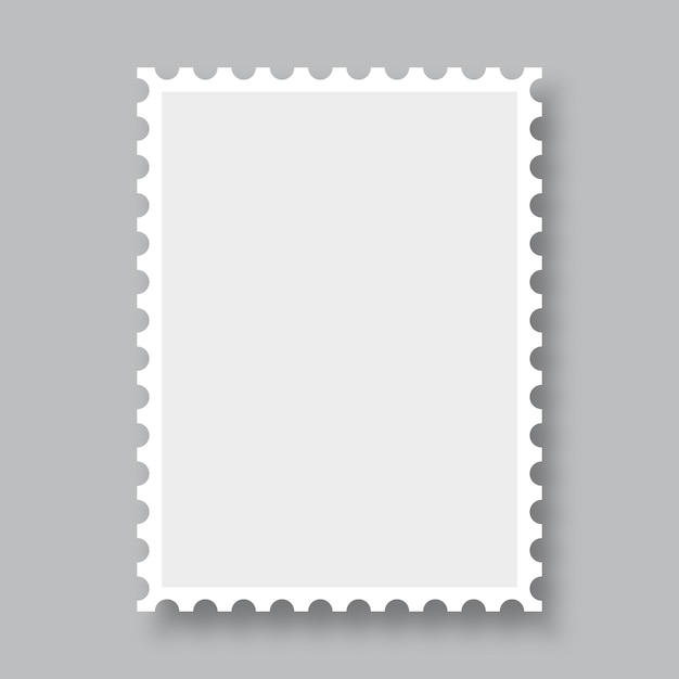 Vecteur timbre-poste vierge modèle de timbre-poste propre bordure de timbre-poste maquette de timbre-poste avec ombre illustration vectorielle