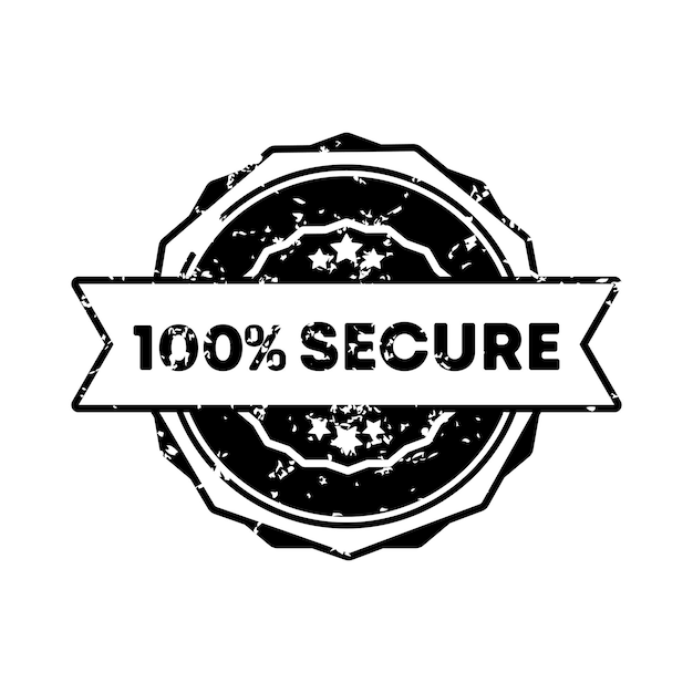 Timbre Sécurisé à 100 Pour Cent. Vecteur. Icône De Badge Sécurisé à 100 Pour Cent. Logo De Badge Certifié. Modèle De Timbre. étiquette, Autocollant, Icônes. Vecteur Eps 10. Isolé Sur Fond Blanc.