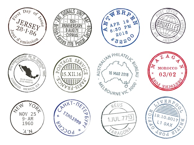 Timbres d'encre de livraison de courrier de service postal