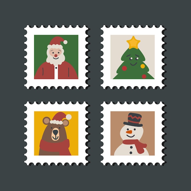 Vecteur timbres de noël