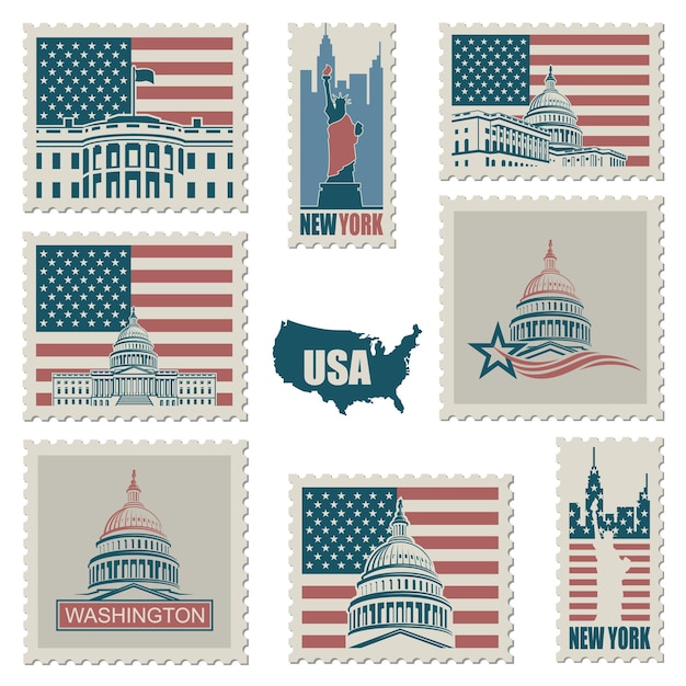 Timbres-poste Avec Symboles Américains