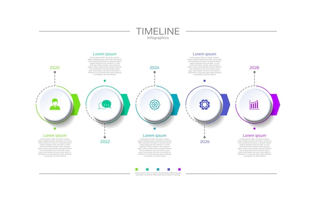 Timeline Business Abstract Background Modèle Infographie Cercle Coloré Avec Cinq étapes