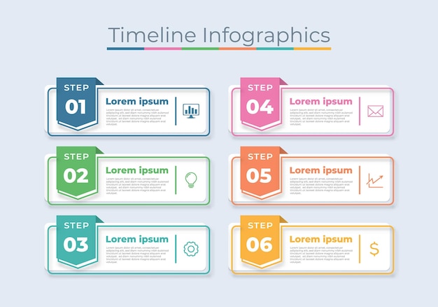 Timeline Infographics Design Marketing Icons Visualisation des données d'entreprise avec étapes ou processus