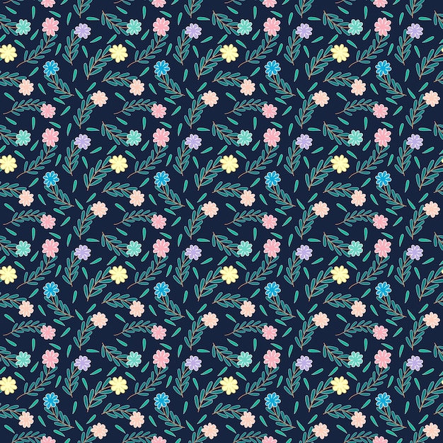 Tiny_colourful_flowers_and_leaves_vector_pattern_design_pattern_for_ladies_dress_man_shirt_curtain.