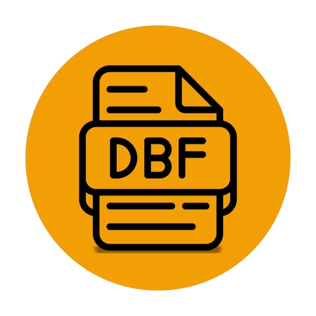 Tipe de fichier dbf fichiers d'icône et extension de format de document avec une conception de style de contour