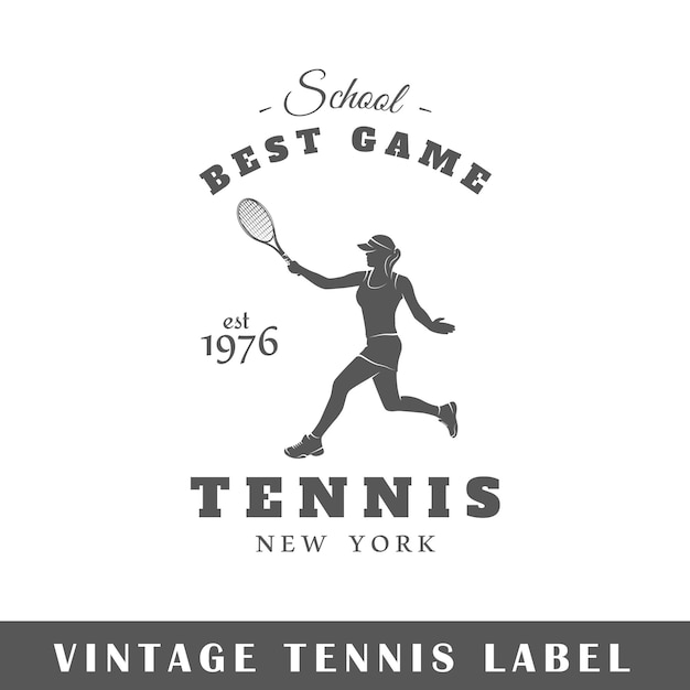 Étiquette de tennis isolée sur fond blanc Élément de design Illustration vectorielle