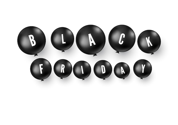 Étiquette de vendredi noir. Ballons noirs avec texte - Black Friday