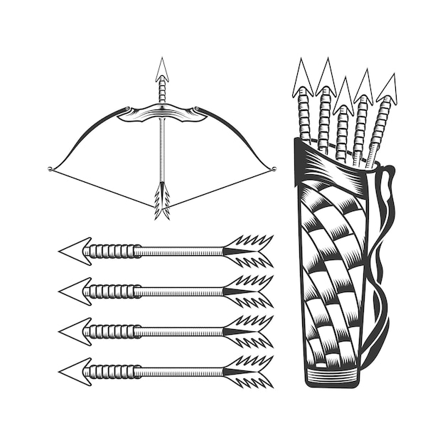 Tir à l'arc Bow Arrow ensemble complet illustration de conception de bundle