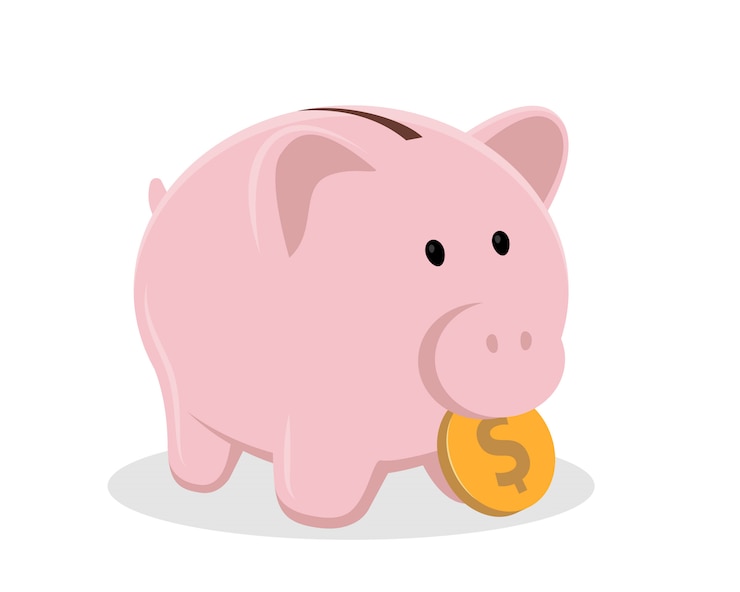 Vecteur tirelire avec pièce. symbole de porc en céramique classique d'économiser de l'argent