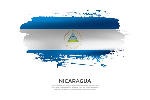 Tissu artistique pinceau plié drapeau du nicaragua avec effet de frottis de peinture sur fond blanc