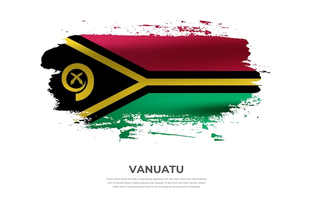 Tissu artistique pinceau plié drapeau de Vanuatu avec effet de frottis de peinture sur fond blanc